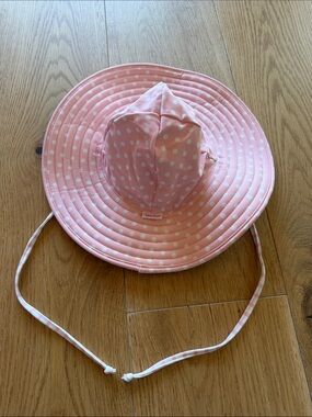 RuffleButts Pink & White Stripe Like New Quilted Sun Hat